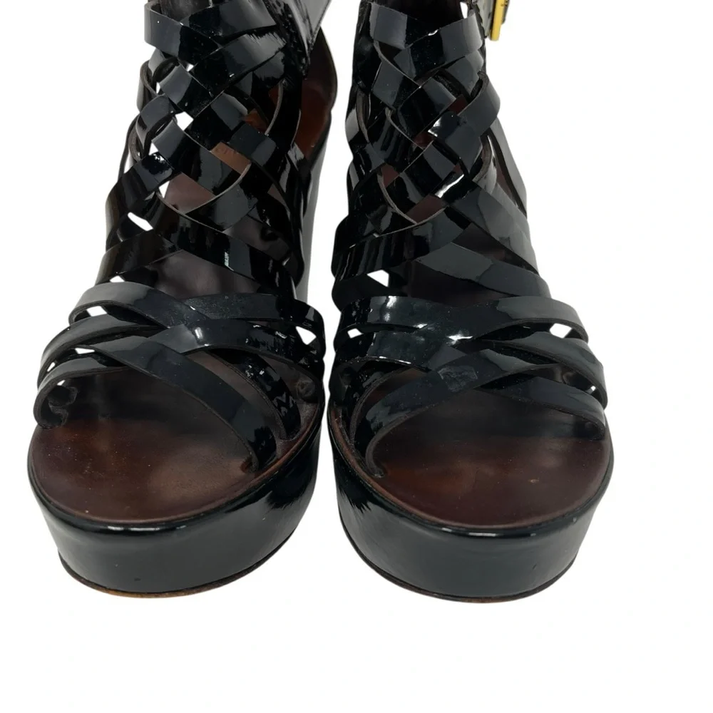 Tory Burch Black Patent Leather Wedges